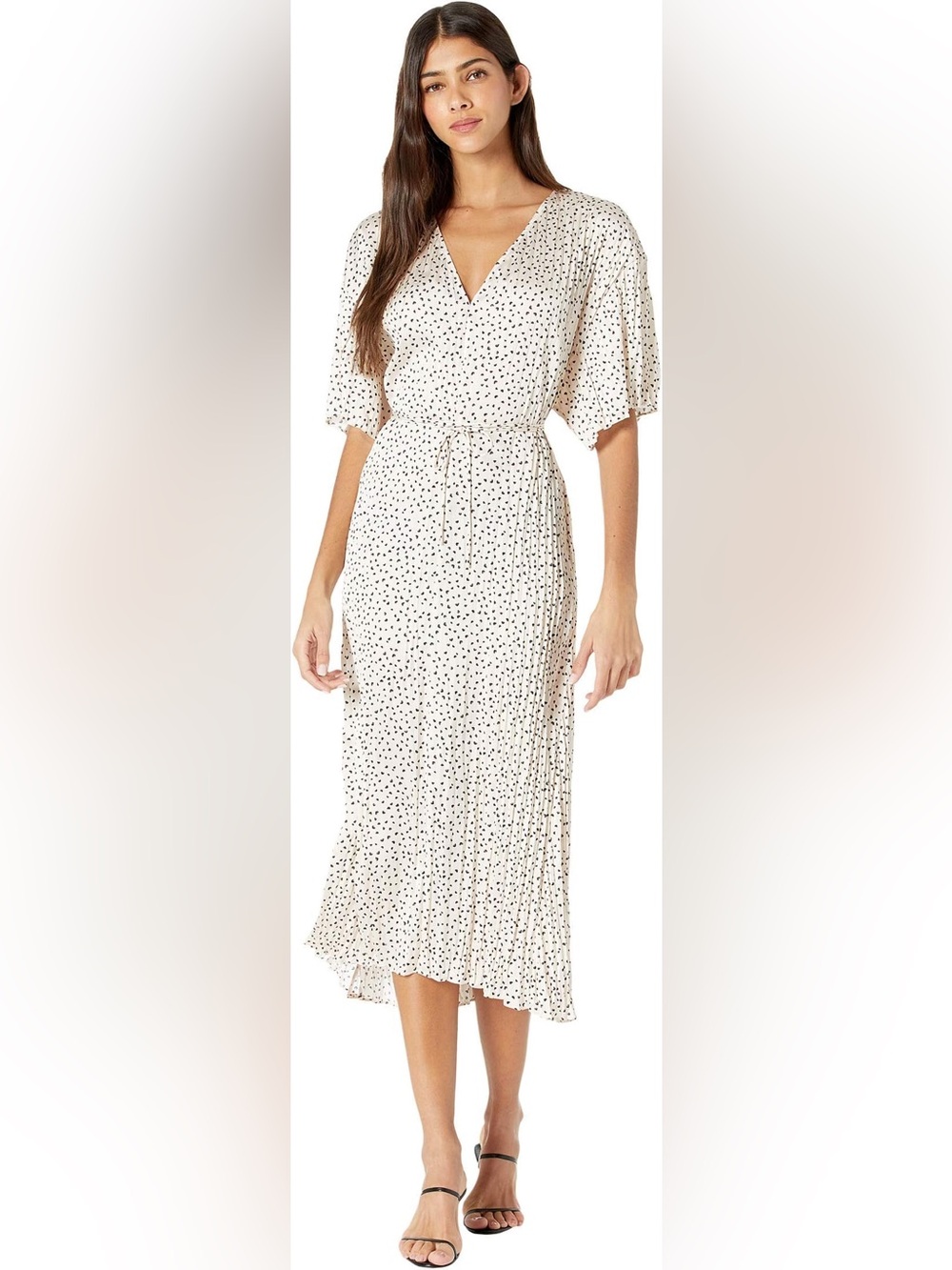 Vince Printed Plissé Satin Midi Dress - Size M